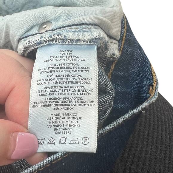 RE/DONE 70s Stove Pipe Jeans Worn True Indigo Blue Denim Size 26 - Picture 14 of 15